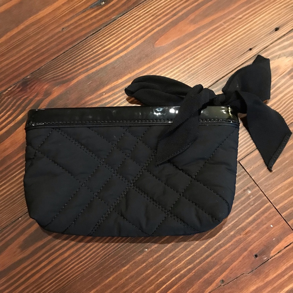 Talbots Black Quilted Bow Clutch